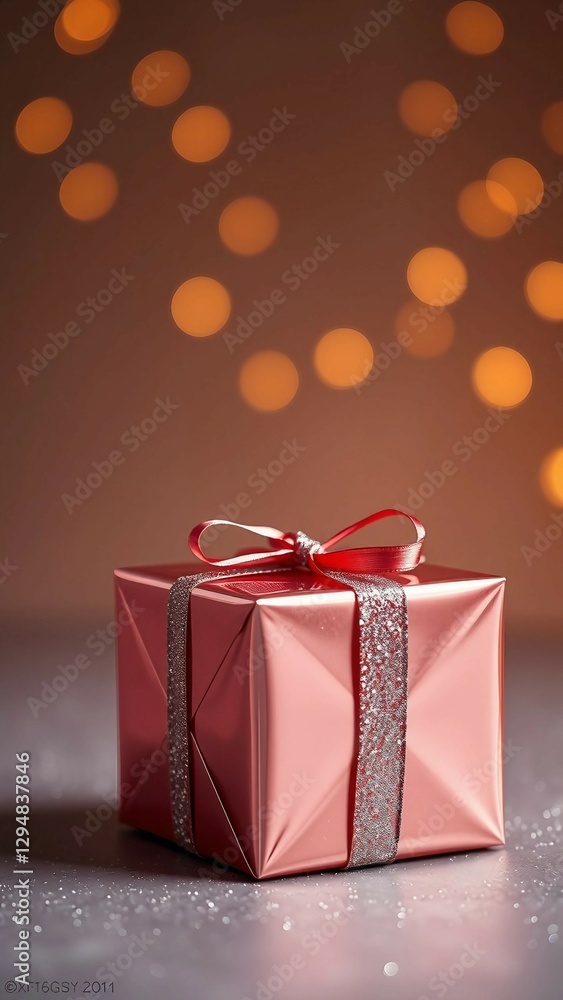 Poster abstract shiny paper roll on isolated background with clipping path gift box wrapping glitter for de