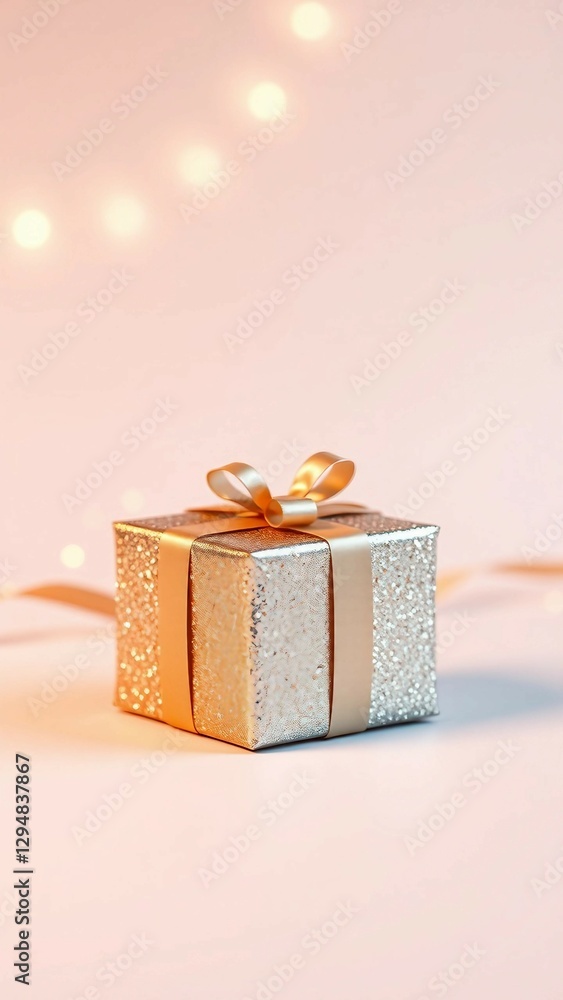 Poster abstract shiny paper roll on isolated background with clipping path gift box wrapping glitter for de