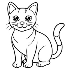A cute and cartoonish line art cute cat 