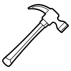 A classic claw hammer with a wooden or metal handle, drawn in clean, simple lines.