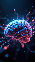Fototapeta premium A futuristic 3D rendering of a human brain with artificial intelligence connections.
