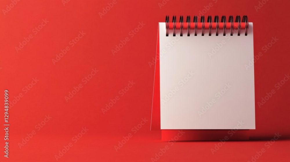 Poster blank notepad on a vibrant red background for planning or brainstorming ideas. generative ai