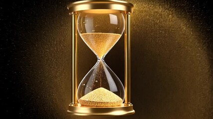 Golden Hourglass on Black Background - Powered by Adobe