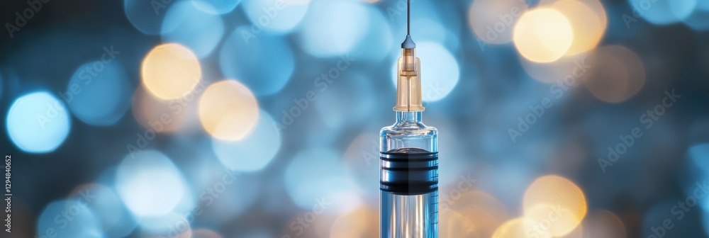 Leinwandbilder Syringe filled with Botox resting against a blurred background with soft bokeh lights. Generative AI