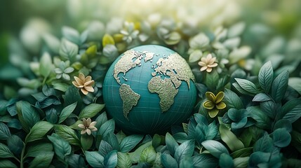 Green environment concept with earth globe images