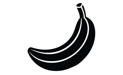 Banana silhouette, tropical fruit vector, black and white illustration