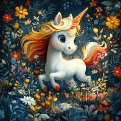 Beautiful unicorn character in Spring