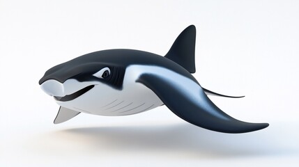 Obraz premium Cartoon orca swimming, white background, illustration, animation
