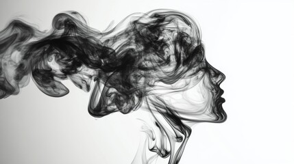 Fototapeta premium Abstract Portrait of a Woman in Smoke and Ink
