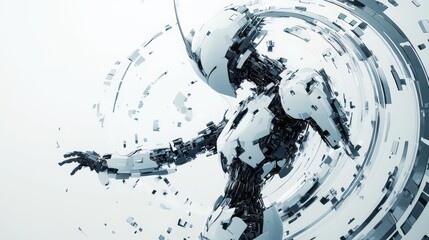 Futuristic Mecha Design with Arabesque Elements and Abstract Fusion