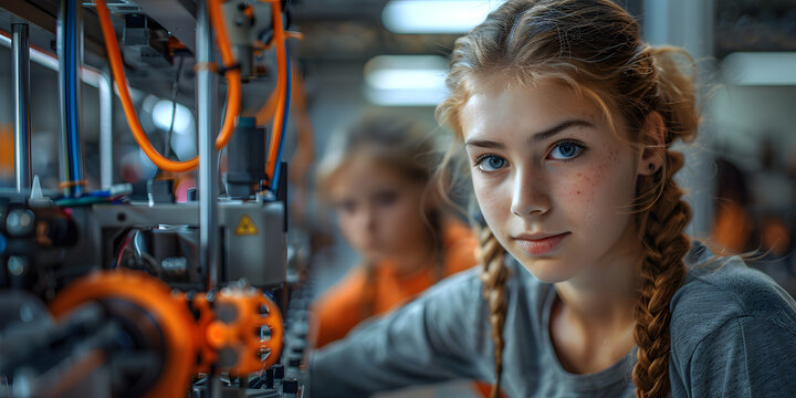 Mujer joven delgada y de tez clara trabajando en un laboratorio 