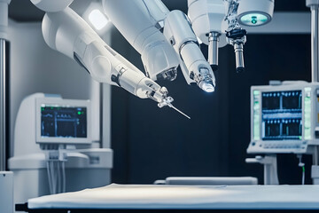 AI-powered surgical robot performing minimally invasive procedure