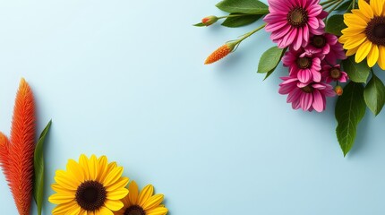 High-resolution stock photo vibrant complementary colors copy space with flowers