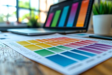 Fototapeta premium Designer workspace with colorful art materials and creative tools