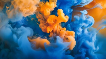 Obraz premium Abstract Blue and Orange Ink Swirls