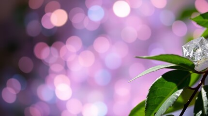 Obraz premium Diamond on Branch with Bokeh Lights, a Luxurious and Delicate Composition