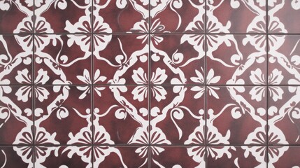 Fototapeta premium Decorative patterned floor tiles, intricate design, repeating motif, suitable for interior design