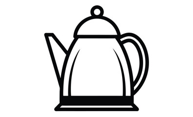 Electric kettle silhouette, tea pot vector, kitchen appliance icon