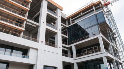 Modern structure under construction showcasing architectural engineering details