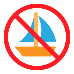 Illustration of No Sailing Sign Flat Icon