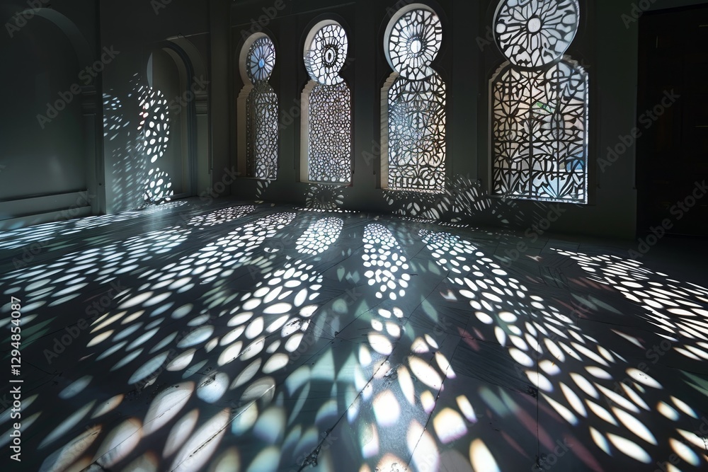 Aufkleber sunlight streams through decorative windows, casting intricate patterns of light and shadow onto the