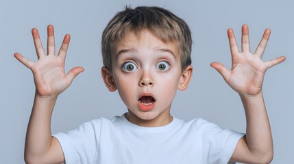 Generative AI, Surprised Child Portrait in High-Key Photography