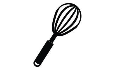 Whisk silhouette, kitchen utensil vector, black and white icon
