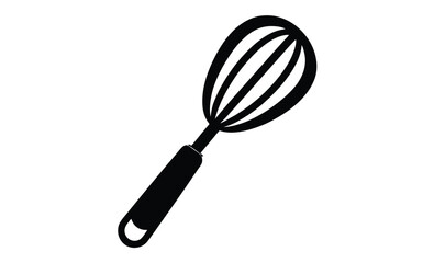 Whisk silhouette, kitchen utensil vector, black and white icon