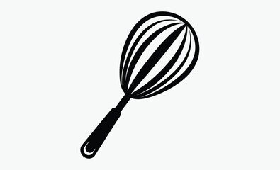 Whisk silhouette, kitchen utensil vector, black and white icon