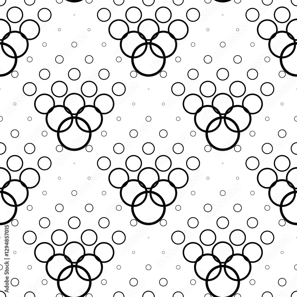 Poster geometric circle pattern background design - black and white abstract vector graphic