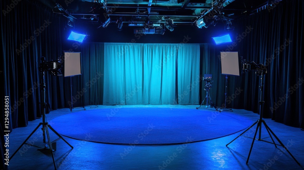 Poster dual monitor studio setup with soft lighting