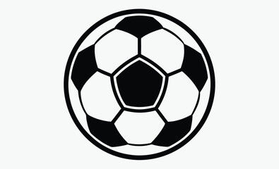 Fototapeta premium Soccer ball silhouette, sports equipment icon, black and white vector