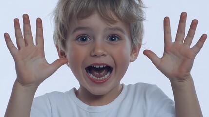 Generative AI, Surprised Child Portrait in High-Key Photography