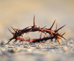 A crown of thorns symbolizes the Passion of Christ, suffering, sacrifice, and redemption. It represents pain, faith, and devotion during Holy Week and Easter.
