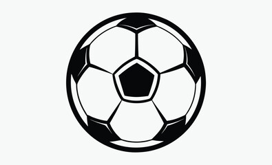 Fototapeta premium Soccer ball silhouette, sports equipment icon, black and white vector