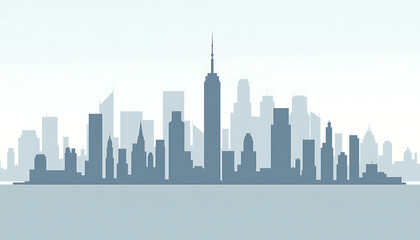 Silhouette of city skyline with modern buildings