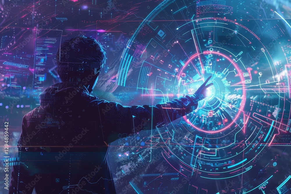 Poster a futuristic command center with large screens displaying global data, charts, and maps, create a fu