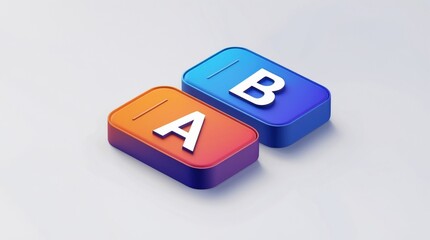 3D Colorful Buttons A and B, Isometric View