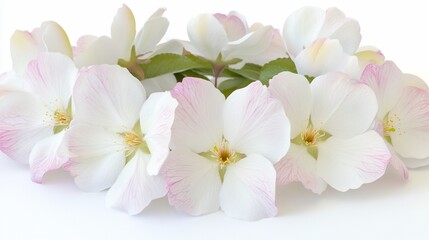 Obraz premium Delicate apple blossoms arranged on white background, springtime