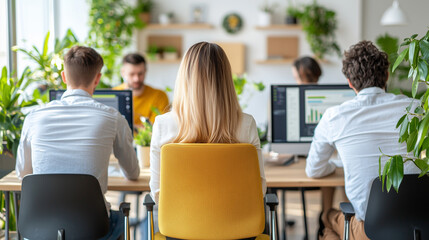 Tech Professionals Collaborating in a Modern Office Environment