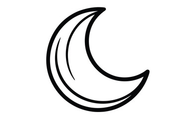 Crescent moon silhouette, lunar phase icon, black vector illustration