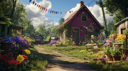 Whimsical Farmhouse Birthday Celebration with Vibrant Floral Arrangement