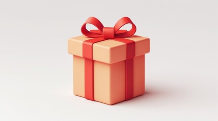 Obraz premium Elegant Gift Box with Red Ribbon: Perfect for Celebrations and Festive Occasions