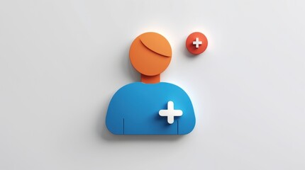 Abstract Medical Icon with Plus Signs and Colorful Shapes