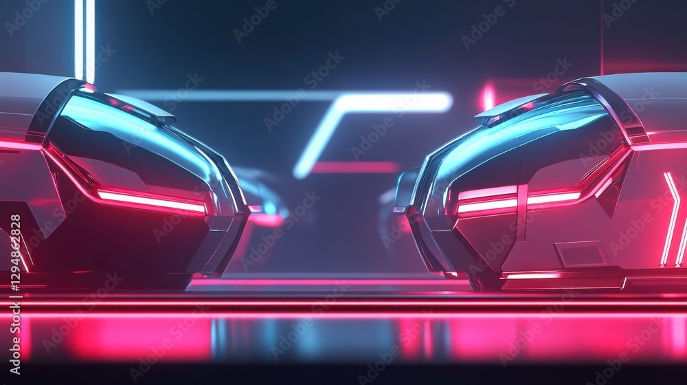 Poster futuristic custom lighting setup with glowing effects