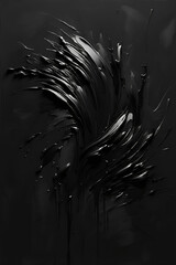 Black and white. Minimalist abstract black background. Oil paint. Illustration