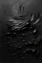 Black and white. Minimalist abstract black background. Oil paint. Illustration