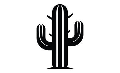 Cactus silhouette, desert plant icon, black vector illustration