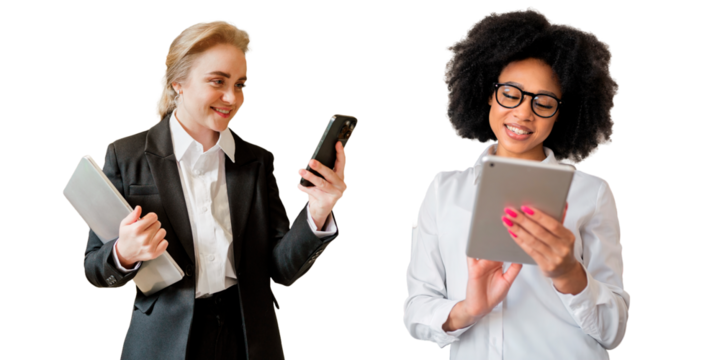 Business professionals using technology to communicate in a modern office environment