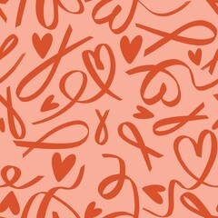 Breast cancer month seamless pink ribbon day mammogram pattern for wrapping paper and medical accessories